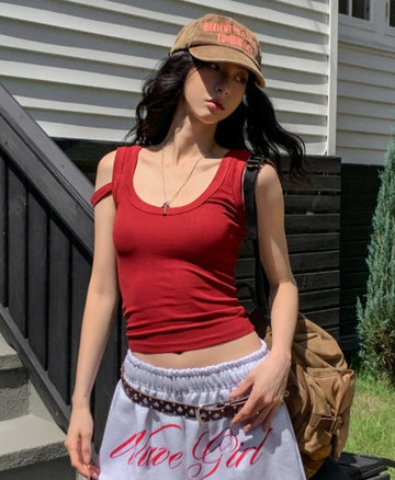 Amiri strap ribbed U-neck sleeveless